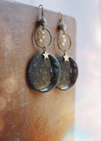 CIFEEO Bohemian Constellation and Crescent Moon Face Labradorite Celestial Earrings