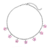 Cifeeo Fashion Bling Crystal Tennis Chain Choker Necklace for Women Gold Silver Color 7 Butterfly Cherry Pendant Necklace Party Jewelry