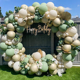 Cifeeo162Pcs Avocado Green Balloons Garland Arch Creamy White Retro Olive Green Balloon for Wedding Birthday Party Background Decor