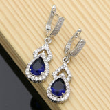Back to school Cifeeo  Blue Stone White Earrings Jewelry For Bridal Charm Earrings Fashion Korea Jewelry