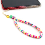 2021 New Colorful Acrylic Pearl Soft Pottery Cartoon Face Fruits Anti-lost Mobile Phone Strap Cord for Women Accessories