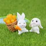 4pcs/set Rabbit Model Cartoon Animal Figurine Dollhouse Miniature Fairy Home Garden Decoration Resin Mold Easter Desktop Craft