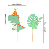 Cifeeo  Dinosaur Cake Toppers Jungle Safari Dino Theme Party Cake Decor Palm Leaves Kids Birthday Party Decorations Baby Shower Supplies