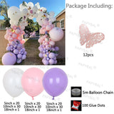 1set Macaron Baby Purple Balloons Set Pink Chrome Gold Garland Arch Kit Wedding Birthday Party Decoration Supplies Baptism Kid