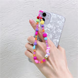 Cifeeo Ins Trendy Colorful Smiling Beads Chain Mobile Phone Chain Anti-lost Handmade Acrylic Cord Lanyard for Women Gifts