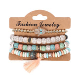 Vintage Ethnic Multilayer Big beads Bracelets Boho Statement Flower Bracelet Bangles For Women Summer Jewelry