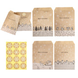 100Sets Merry Chritsmas Gift Bags Retro Kraft Paper Bag Santa Claus Penguin Candy Cookie Bags DIY Gift Wrapping Supplies