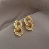 Luxury Zircon Circle Clasp Golden Pendant Earrings For Woman Fashion Korean Jewelry 2020 New Party Girl's Unusual Earrings