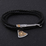 Nordic Viking Valknut Axe Amulet Charm Multilayer Leather Bracelet Bangle for Women & Men Jewelry Gift