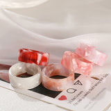 3Pcs Ins Korea Colorful Fashion Y2k Resin Heart Ring Set Acrylic Thick Round Rings For Women Party Wedding Jewelry Ring Set