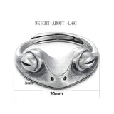 New Frog Ring for Women Artistic Design Retro Opening Resizable Unisex Female Statement Rings Silver Color Gift