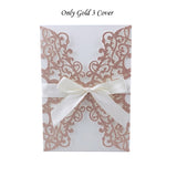 50pcs Glitter Paper Laser Cut Wedding Invitation Card Personalized Greeting Cards With Ribbon Wedding Decor Party Supplies