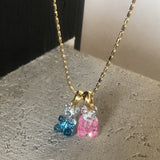 Candy Color Gummy Bear Resin Pendant Necklace for Women Simple Golden Metal Chain Necklace Female Fashion Jewelry Gifts