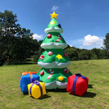 Christmas Gift Christmas Inflatables Tree Airblown Santa Claus Climbing Tree Chased by Puppy Dog Lighted for Home Outdoor Yard Lawn Decorations