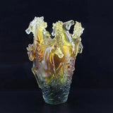 Eastern High-end Roses Design Vase Flowers Container Color Glazed Pot Fascination Luxry Crystal Artwork Desktop Arab Home Decor
