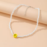 Cifeeo Trendy Bead Strand Beaded Choker Necklace For Women Bohemian Colorful Handmade Short Daisy Pearl Necklace Collar Jewelry