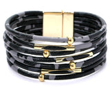 Leopard Leather Bracelets For Women  Fashion Bracelets & Bangles Elegant Multilayer Wide Wrap Charm Bracelet Jewelry