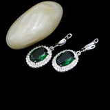 Cifeeo  Earrings For Women Natural Green Cubic Zirconia White Round Stone Jewelry