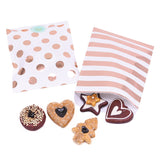 50pcs/lot Cookies Candy Bags Rose Gold Party Favor Gift Bags Chevron Polka Dots Twill Stripe Pattern Paper Pouch Baking Supplies