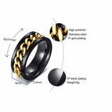 Cifeeo Christmas Gift 8mm Spinner Ring For Men Stainless Steel Cuba Chain Wedding Men's Anti Stress Jewelry