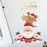 Christmas Gift Shop Window Door Wall Decoration Wall Sticker Santa Claus Deer Snowman Merry Christmas Home Decoration 2022 Happy New Year