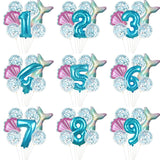 7pcs Mermaid Shell 32inch Number Balloons Teal Blue Purple Ballons Summer Hawaii Mermaid Party Decoration Kids Birthday Supplies