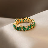 Cifeeo Luxury Green Crystal Irregular Gold Rings For Woman 2022 Neo Gothic Jewelry High Level Set Accessories For Korean Fashion Girls