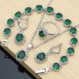 Back to school Cifeeo  Women Earrings Jewelry Sets Gem Emerald Fine Bridal Jewelry Bracelet Necklace Sets 7 Colors Stone