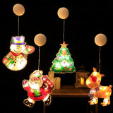 Christmas Gift Suction Cup Color Lamp Hanglight Santa Claus Holiday Atmosphere Decor Christmas Room Glass Window Decorated Star Lights Lamp