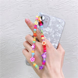 Cifeeo Ins Trendy Colorful Smiling Beads Chain Mobile Phone Chain Anti-lost Handmade Acrylic Cord Lanyard for Women Gifts