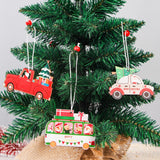 Christmas Gift 3pcs/set Christmas Car Wooden Pendants Xmas Tree Hanging Ornaments DIY Wood Crafts Kids Gift Noel Decoration Home Accessories