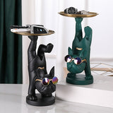 Cifeeo Resin Dog Statue Living Room Decor Decorative Storage Tray Sculpture Table Ornaments Animal Figurines For Home Desk Decoration