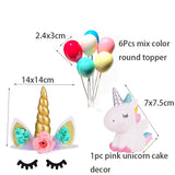 Unicorn Cake Topper Rainbow Cloud Balloon Cupcake Topper Kids Birthday Cake Flags Decor Baby Shower Girl Favors Cake Decorating