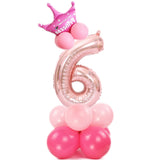 14 pcs Number Balloon Stand Foil Digital Balloons With Crow Wedding Birthday Party Decorations Kids Boy Girl Baby Shower Balloon