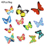 40Pcs Mixed Butterfly Edible Glutinous Wafer Rice Paper Cupcake Flag Cake Toppers Happy Birthday Party Wafer Paper Butterflies