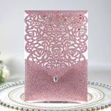 50pcs/lot Laser Cut Glitter Paper Wedding Invitations Card Diamond Design Custom Greeting Card Birthday Wedding Favor Decoration