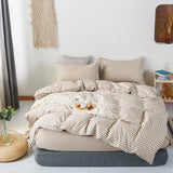 Cifeeo Green Brown Plaid Duvet Cover 220x240 Pillowcase Bed Sheet 4pcs Fashion Bedding Set Quilt Cover Four-Pieces Set Soft Bed Linens