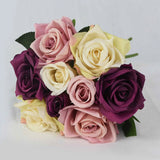 9pcs/set 4cm 7cm Silk Rose Flower Bouquet Real Touch Fake Flowers for Wedding Decoration Bridal Hold Bouquet Home Garden Supplie