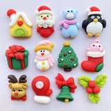 12Pcs New Cute Christmas Series Flat Back Cabochon Scrapbooking Hair Bow Center Embellishments DIY Accessories F85