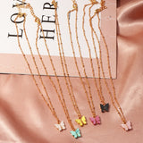 Alloy Necklace Color Acrylic Butterfly jewelry Sweet Clavicle Chain Necklace Birthday Party line Chain necklaces pendants