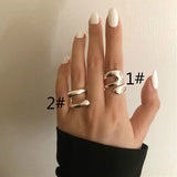 Trendy Metal Silver Color Women Ring Creative Hollow Irregular Geometry Open Adjustable Rings for Women Engagement Party Jewelry