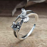 Christmas Gift Korea Vintage Daisy Flower Rings For Women Silver Color Adjustable Open Ring Wedding Engagement Rings Goth Jewelry Couple Gift