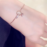 Exquisite Shine Zircon Buckle Women Bracelet Handmade Top Quality Sparking CZ Copper Plated Read Gold Pulseras Brasselet