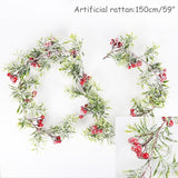 Christmas Wreath Barries Cones Artificial Vine Hanging Floral Foliage Garland Christmas Decorations for Home Navidad Natal 2022