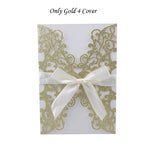 1pcs Glitter Paper Laser Cut Wedding Invitation Card Personalized Greeting Cards With Ribbon Birthday Party Wedding Decoration