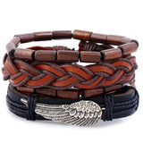 ZOSHI 4-6PC Vintage Multilayer Leather Bracelet For Men Fashion Braided Handmade Rope Wrap Bead Charm Woven Bracelets Male Gift