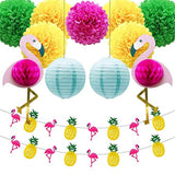 Back To School  Tropical Pink Flamingo Party Honeycomb Decoration Tissue Paper Fan Flowers Paper Lanterns for Hawaiian Summer Beach Luau Party