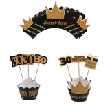 30 40 50 60 Years Old Cupcake Toppers Birthday Party Anniversary Adult 30th 40th 50th 60th Birthday Cake Decorations Supplies