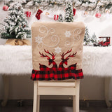 Christmas Chair Cover Linen Embroidery Santa Claus Elk Christmas Decoration for Home Xmas Home Table Decor Navidad New Year 2022
