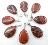 24pcs Natural Pink Quartz Crystal Agates Tiger eye Stone Malachite Water Drop Shape Pendant for DIY Jewelry Making